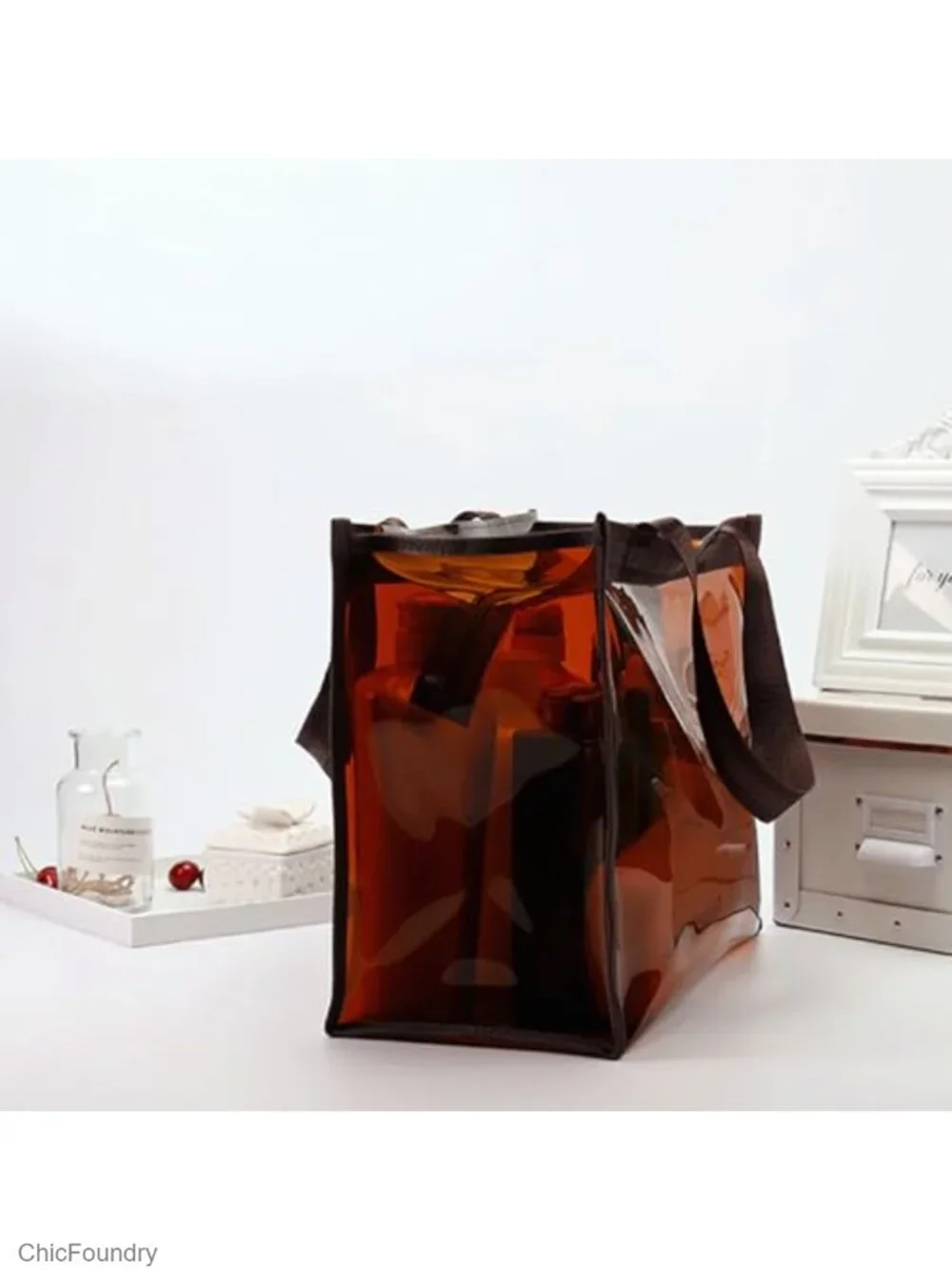 Clear Jelly Tote Bag Waterproof PVC Shoulder Handbag Beach Summer